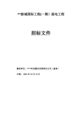 新城国际工程弱电工程招标文件