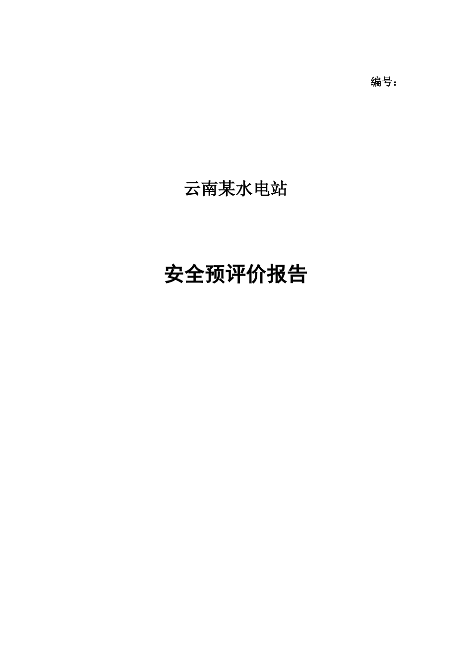 新建水电站安全预评价报告_第1页