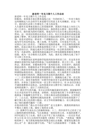 新教师一年见习期个人工作总结-精品范文资料