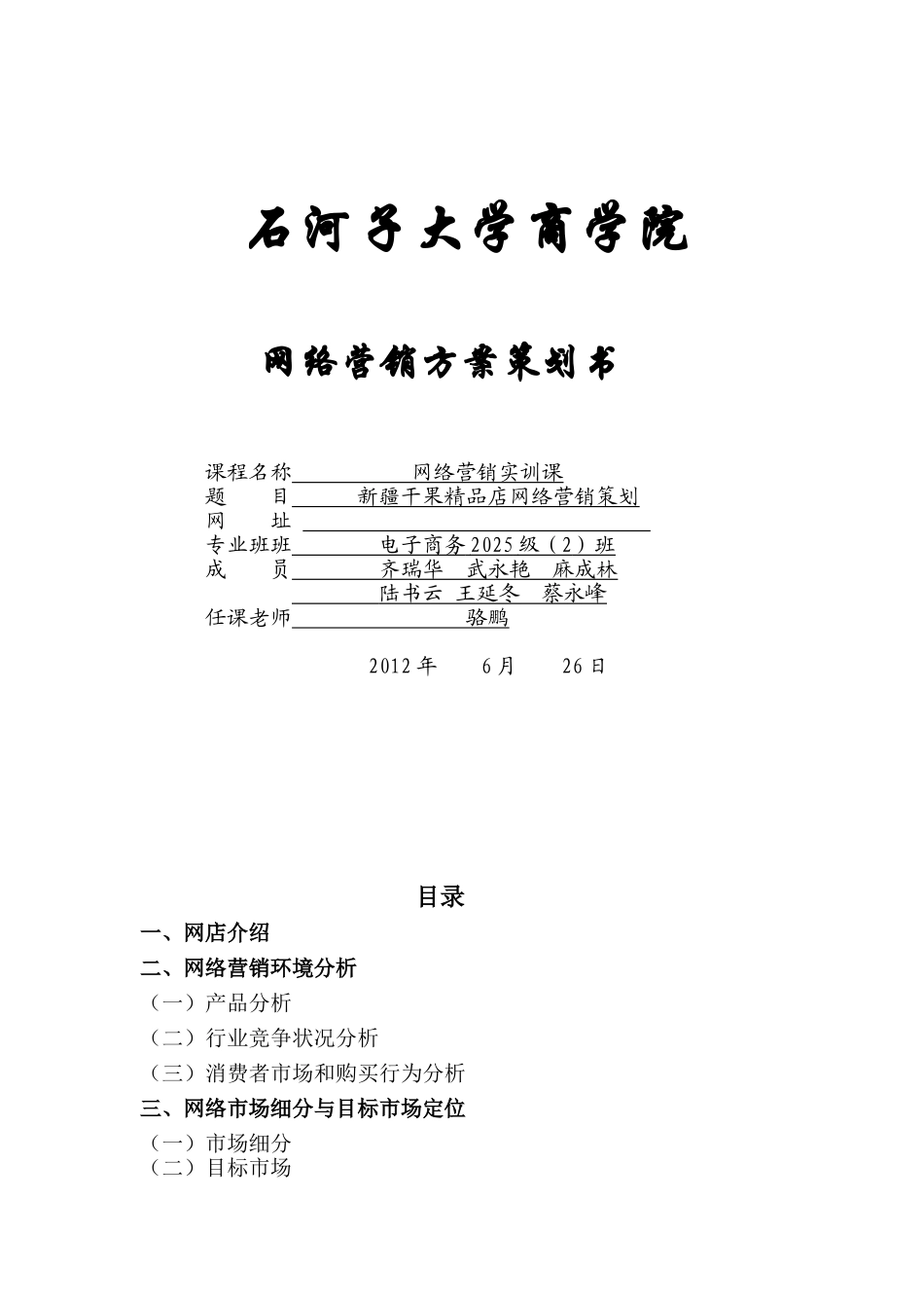 新疆干果休闲食品店网络营销策划_第1页