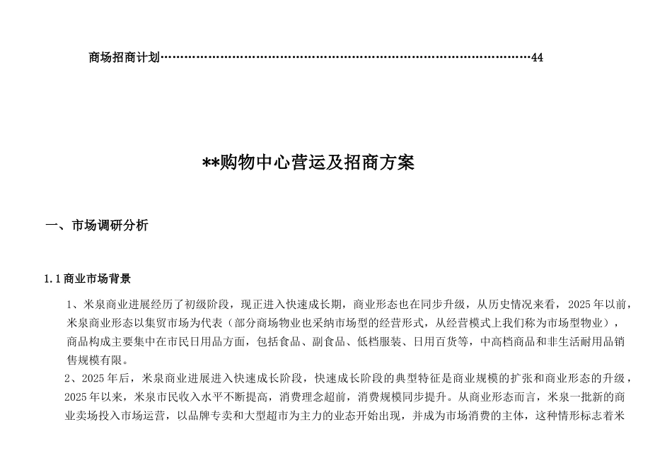 新疆米泉某购物中心营运及招商方案_第3页