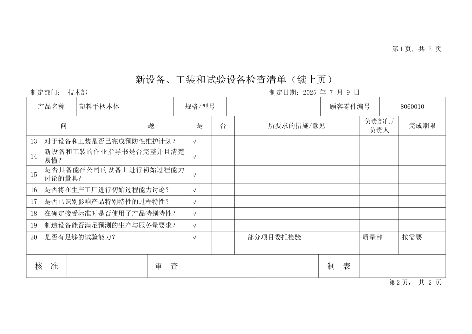 新设备工装和试验设备检查表_第2页