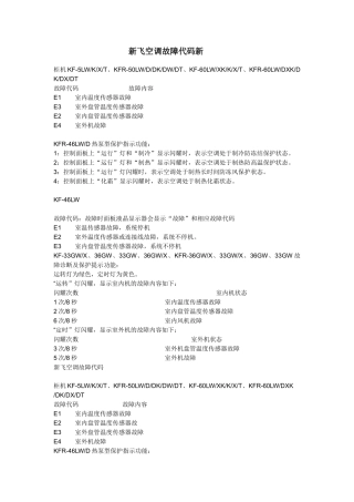 新飞空调故障代码