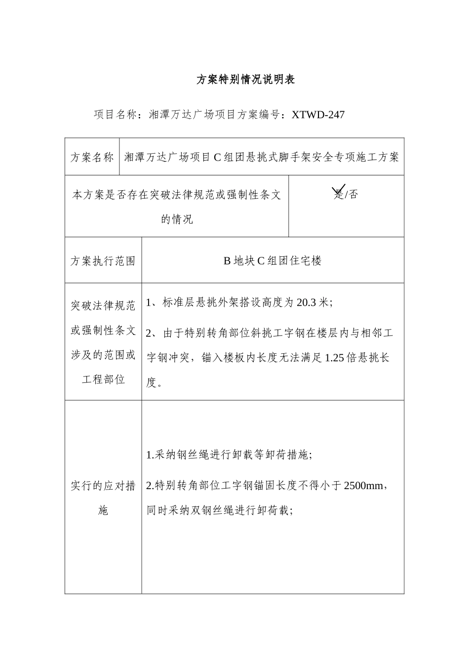 方案特殊情况说明表-_第1页