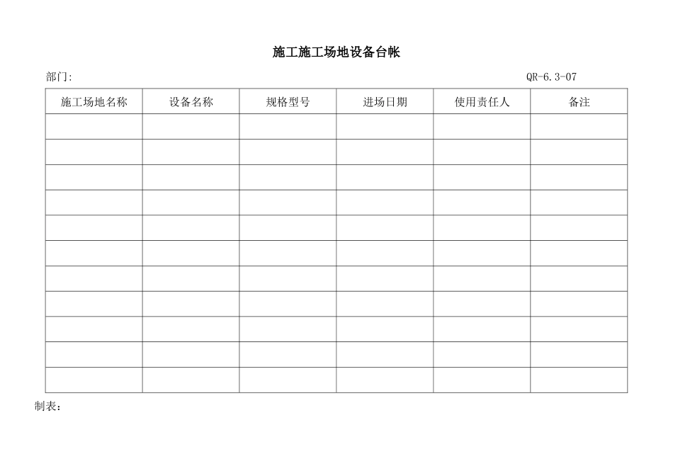 施工工地设备台帐_第1页