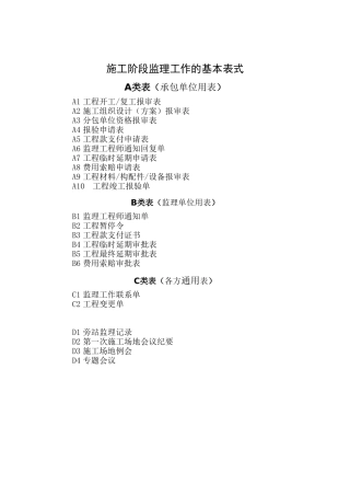 施工阶段监理工作的规范用表