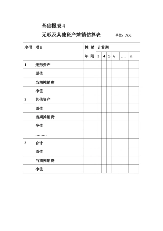 无形及其他资产摊销估算表