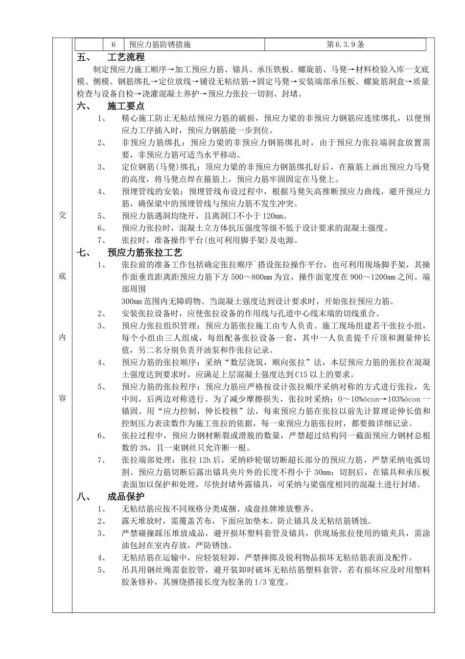 无粘结预应力工程分项工程质量技术交底卡_第2页