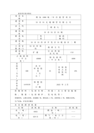 无缝钢管项目报告表