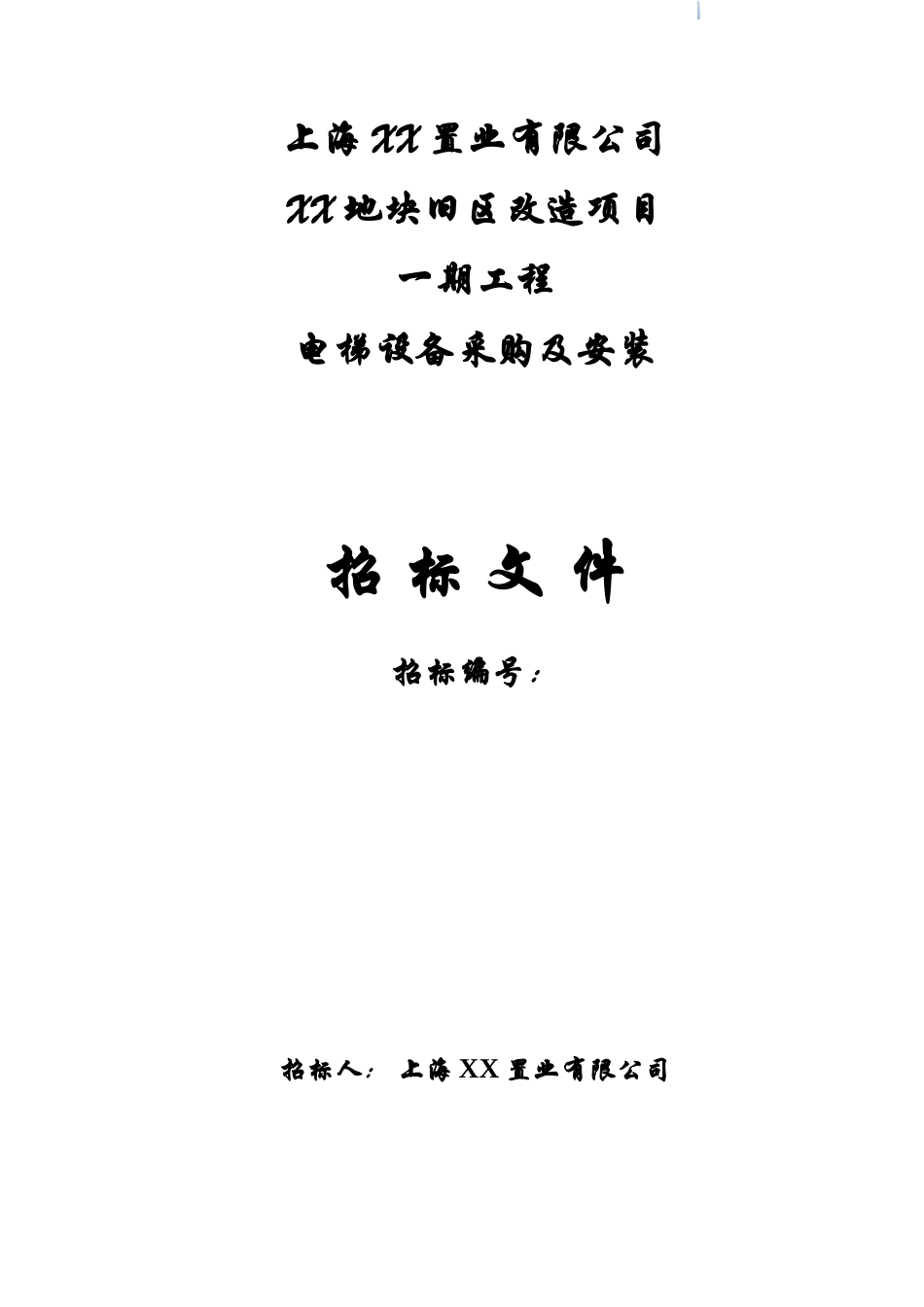 旧区改造项目电梯设备采购及安装招标文件_第1页