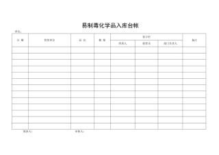 易制毒化学品入库台帐