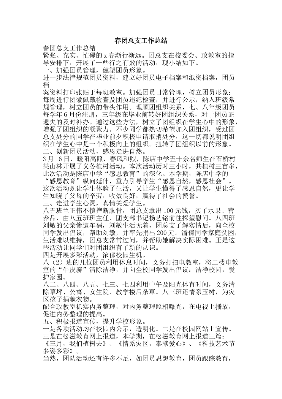 春团总支工作总结-精品范文资料_第1页