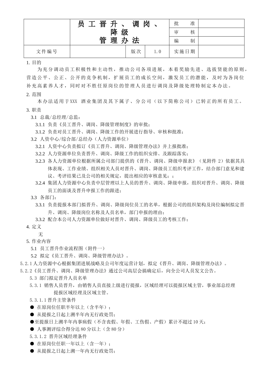 晋升、调岗、降级管理办法_第1页