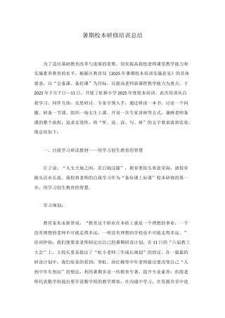 暑期校本研修培训总结