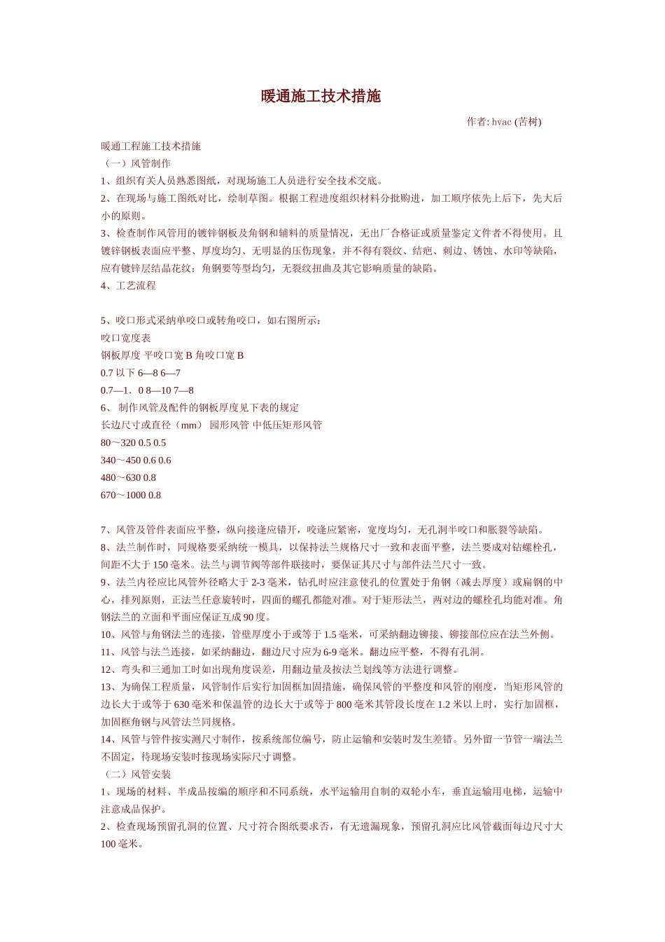 暖通施工技术措施_第1页