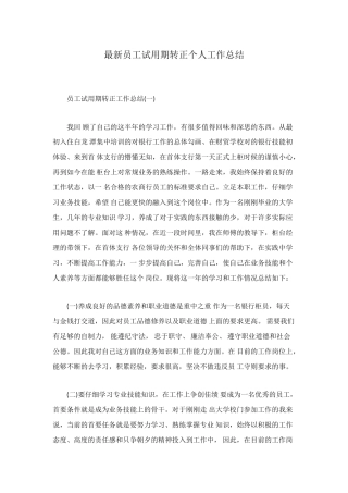 最新员工试用期转正个人工作总结
