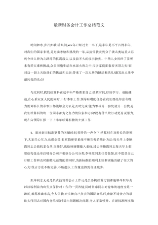 最新财务会计工作总结范文