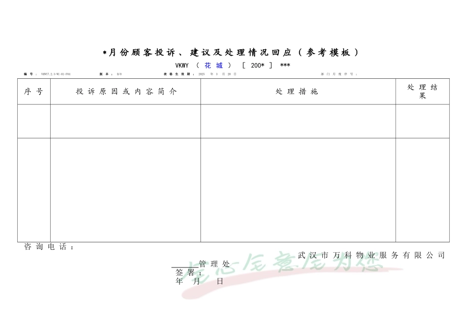 月份顾客投诉、建议及处理情况回应·_第1页