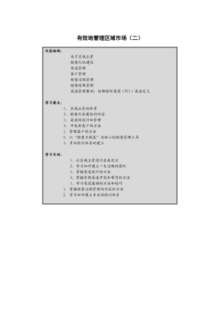 有效地管理区域市场