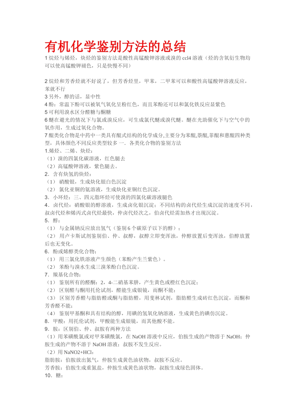 有机化学鉴别方法的总结_第1页