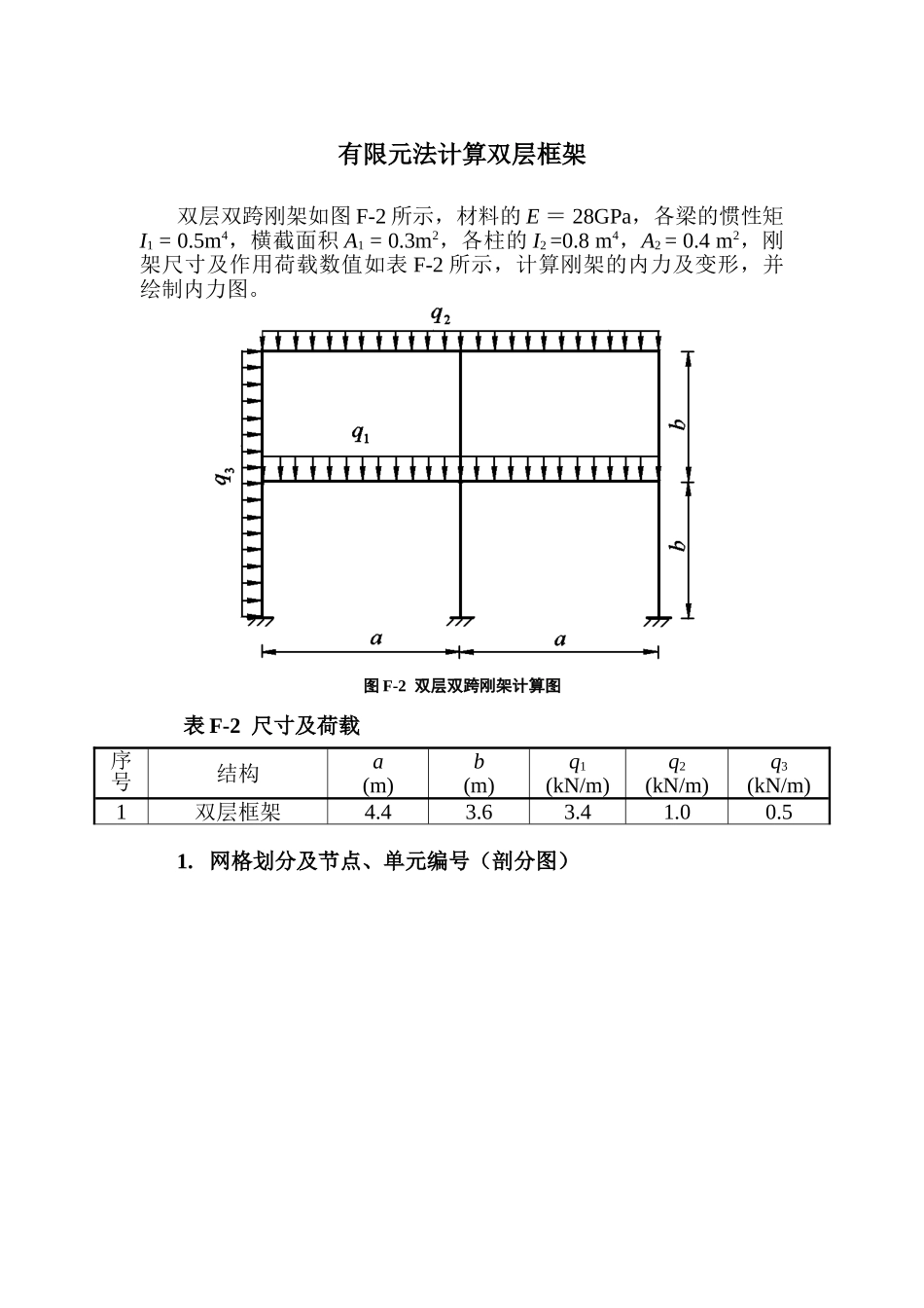 有限元法计算双层框架_第1页