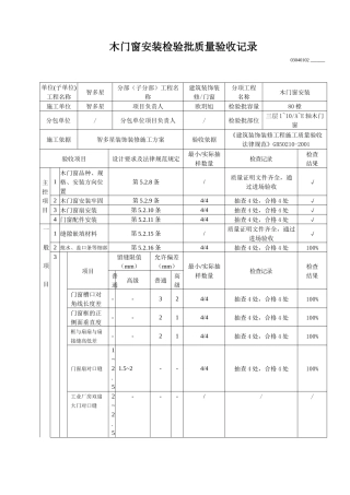 木门窗安装检验批质量验收记录