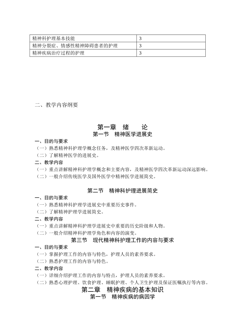 本仁本精神科护理学教学大纲_第3页