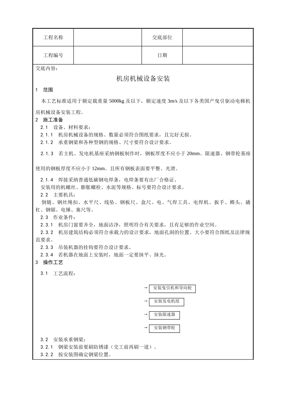 机房机械设备安装工艺_第1页