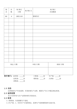 机械电子产品行业程序-生产过程控制程序