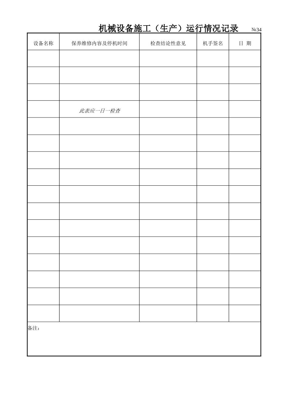 机械设备施工运行情况记录_第1页