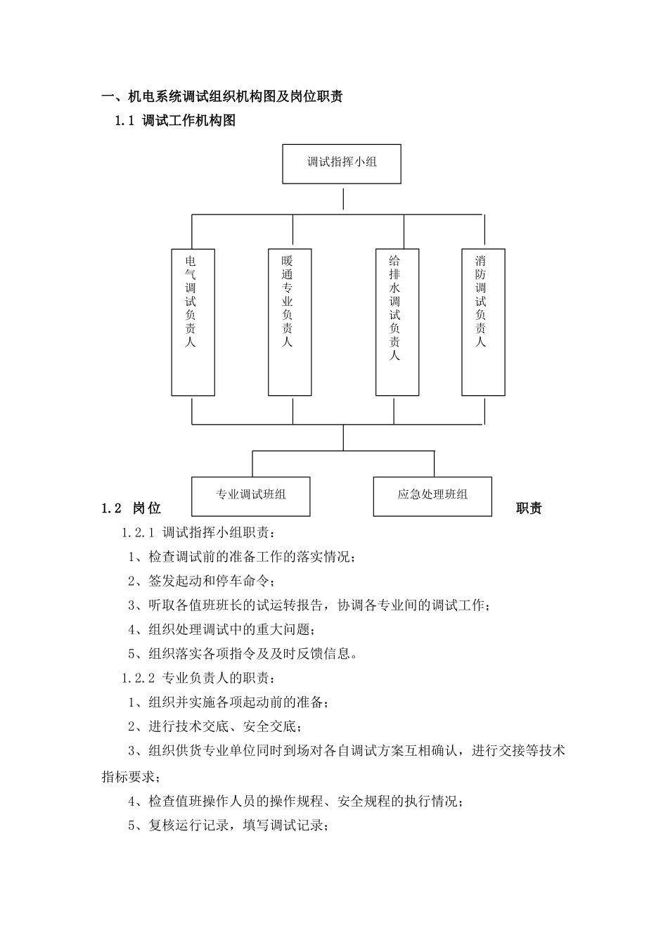机电安装工程水电空调试方案_第1页