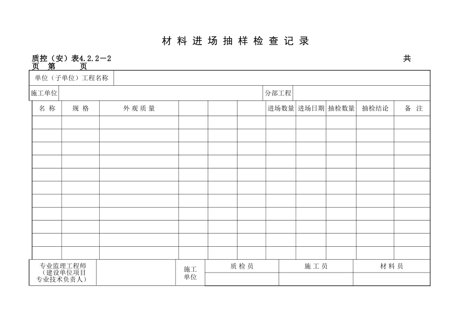 材-料-进-场-抽-样-检-查-记-录_第1页