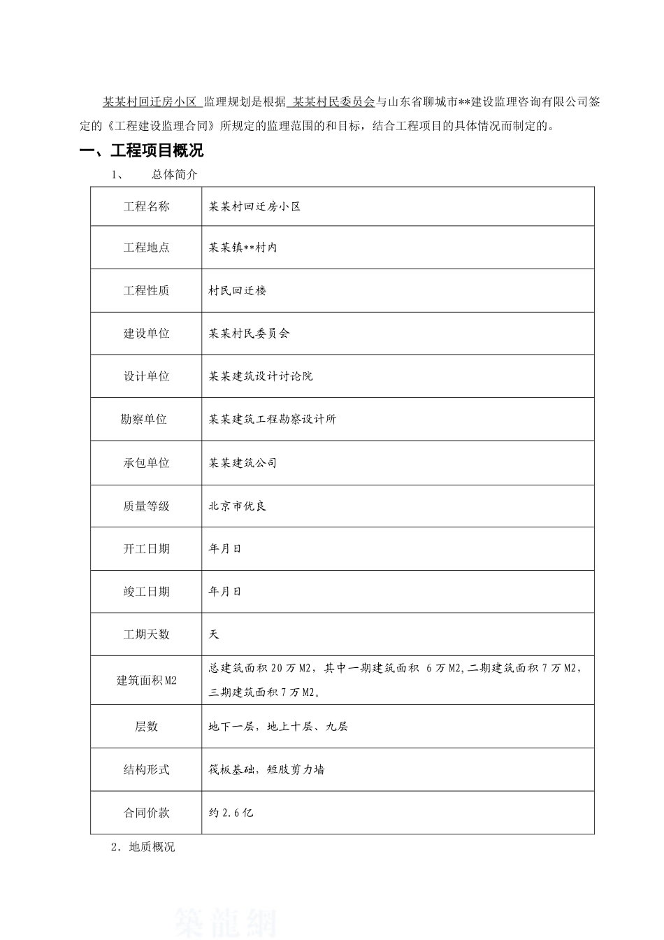 村回迁房小区工程监理规划_第3页