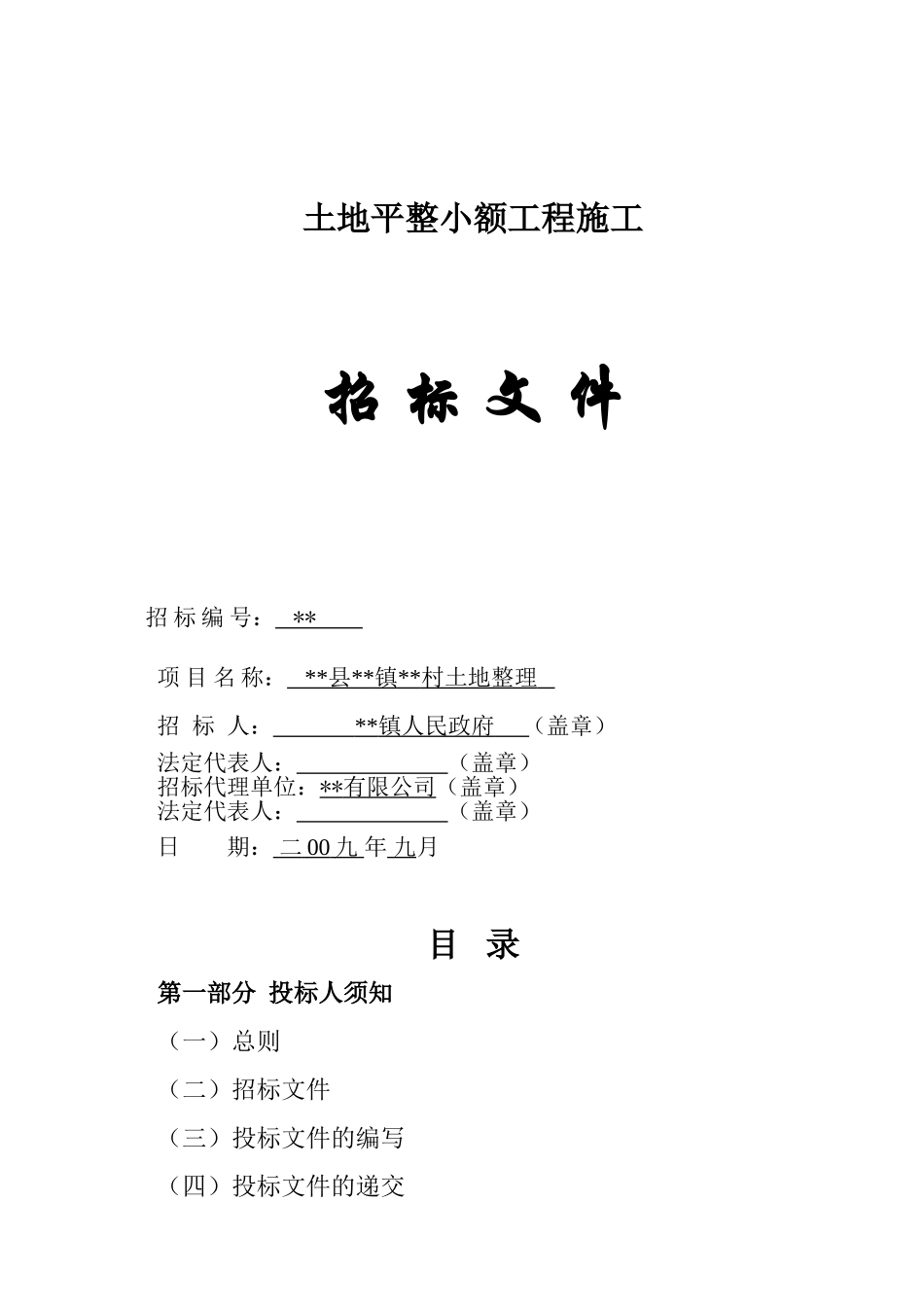 村土地整理工程招标文件_第1页