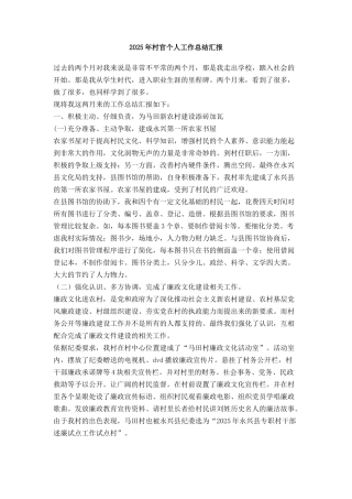 村官个人工作总结汇报