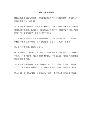 村官个人工作计划