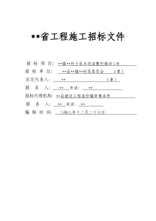 村小农水改造整村推进工程施工招标文件