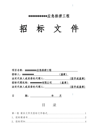 村庄应急排涝工程招标文件
