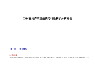 村房地产项目投资可行性初步分析报告