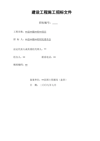 村整理项目工程招标文件