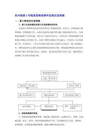 杭州地铁1号线某段特殊事件监理应急预案