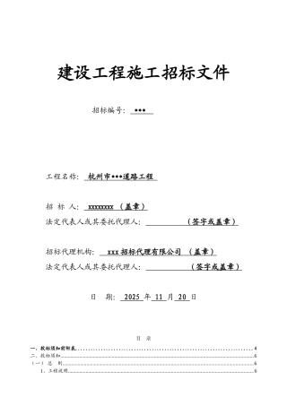 杭州市某市政道路工程招标文件