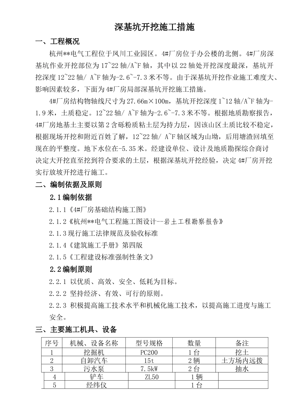 杭州某厂房深基坑开挖施工方案_第1页