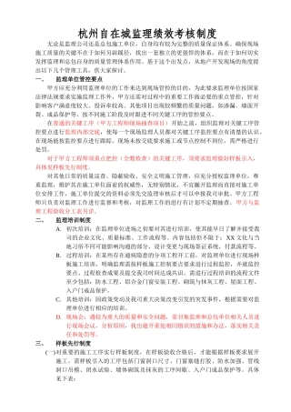 杭州某地产项目监理绩效考核制度