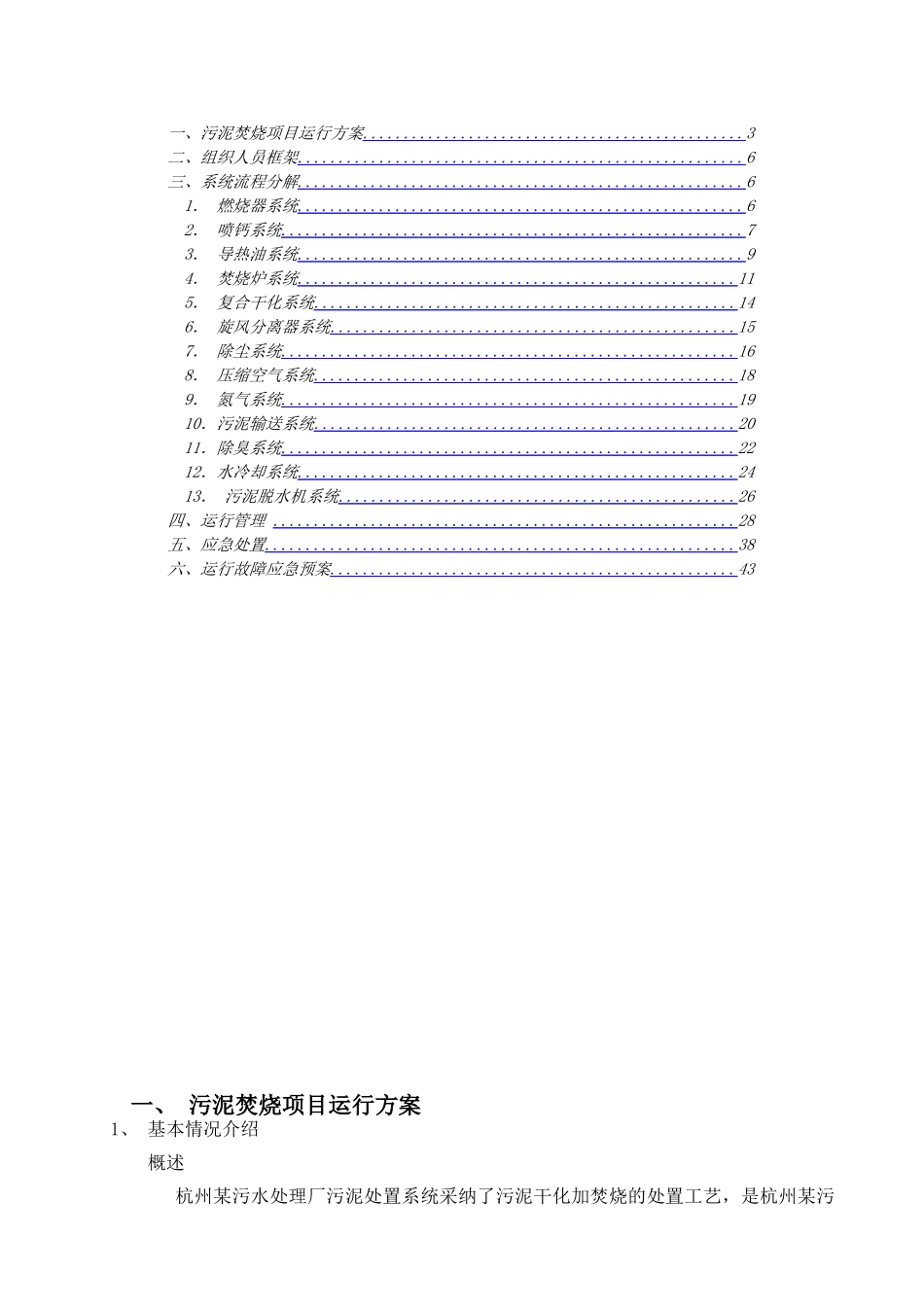 杭州某污水处理厂污泥焚烧运行方案_第2页