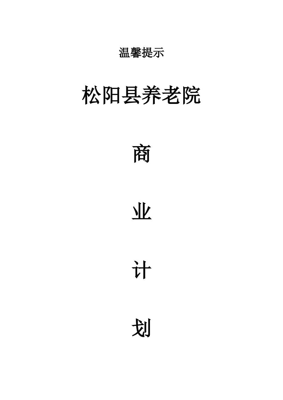 松阳县养老院商业计划书_第1页