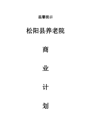 松阳县养老院商业计划书
