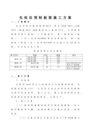 板梁预制施工方案