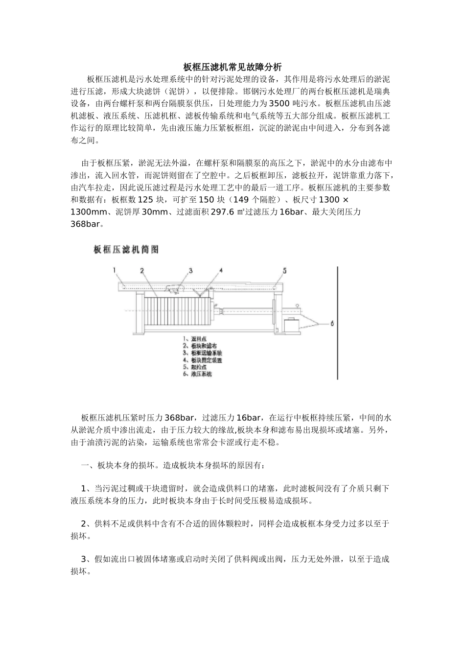 板框压滤机常见故障分析_第1页