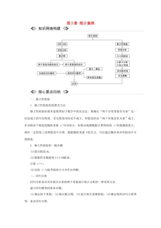 高中数学 第3章 统计案例章末小结与测评教学案 苏教版选修2-3-苏教版高二选修2-3数学教学案